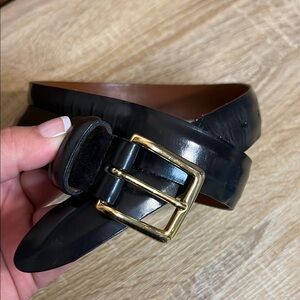 Cole Haan | Men's Black Leather Belt with Gold Buckle‎